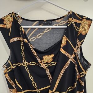 Apt. 9 Women's Black Blouse with Gold Chain Design